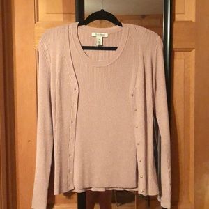 Pink sweater and cardigan